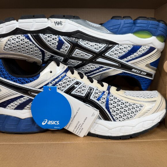 NEW ASICS GEL-Flux Running Shoes White Black Royal Blue Size 9.5 (T3D4N-0190) - Picture 2 of 16